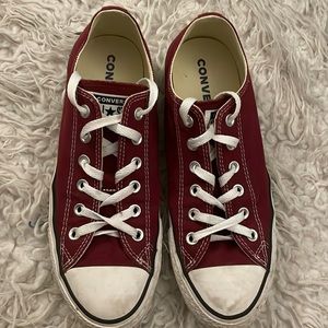 Maroon Low Top Converse Size 10 Womens